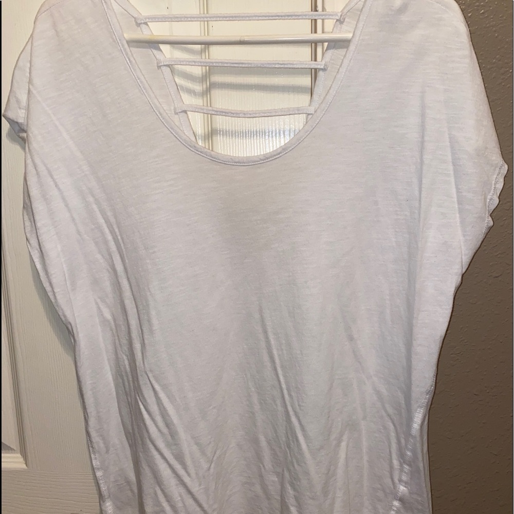 White open back tee shirt